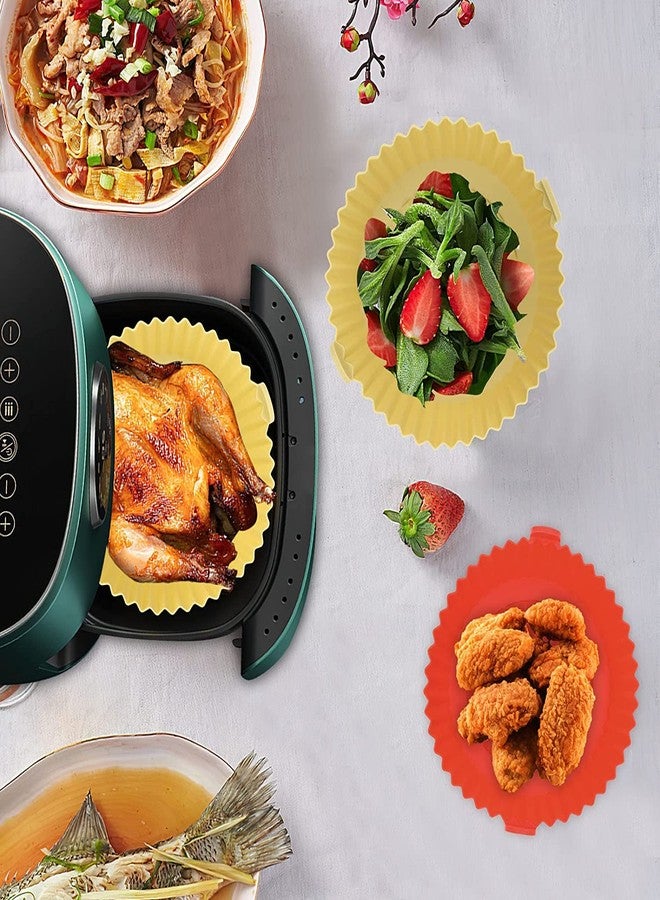 WE-CEF 2 Pack Silicone Air Fryer Liners Pot with 1 Brush Reusable Air Fryer Accessories Basket Replacement of Parchment Paper Liners Fit for 3.5-7 QT or Bigger Baking Oven (7.5 INCH, red - Pista) - Image 5